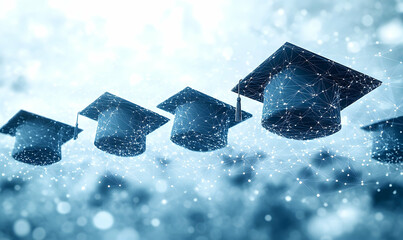 Poster - Digital graduation caps education technology concept