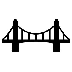 Poster - Black and White Icon of a Suspension Bridge Simple Design