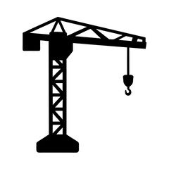 Poster - Black and White Illustration of a Tower Crane for Construction and Building Projects