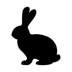 Poster - A Simple Black Silhouette of a Rabbit Sitting Down