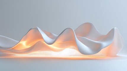 Poster - Abstract artificial intelligence concept, glowing data wave, clean space, natural sunlight reflection, futuristic minimal design, 8K quality, isolated on white