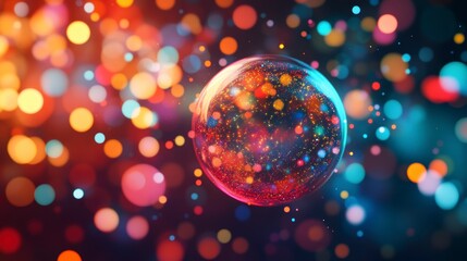 Aufkleber - Colorful abstract sphere with bokeh lights.