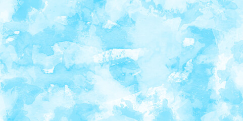 Wall Mural - ocean blue background with stained and watercolor splashes, Blue painted watercolor background with watercolor stains, blue marble painting on blue paper texture.