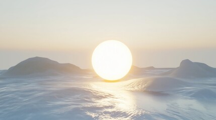 Poster - I sphere of data light, glowing softly in sun, minimal ambient light, white setting, high resolution