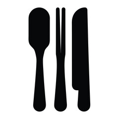 Poster - Simple Black Silhouettes of Spoon Fork and Knife Cutlery Set Dining Utensils
