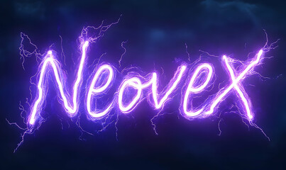 Poster - Glowing neon wordmark on dark background