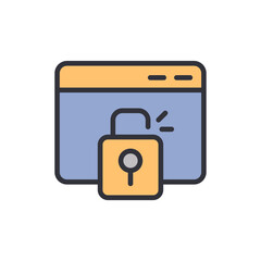 Poster - Unlock security colored icons, minimalist vector illustration ,simple transparent graphic element .Isolated on white background