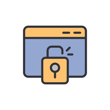 Unlock security colored icons, minimalist vector illustration ,simple transparent graphic element .Isolated on white background