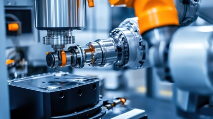 Leinwandbilder - Robotic arm machining precision metal parts