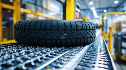 Leinwandbilder - Tire on an automated production line