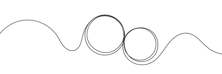 Poster - continuous one line circle stroke, hand drawn circle frame on white background. one line drawing vec
