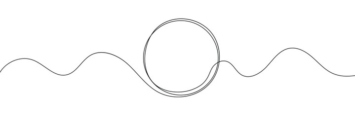 Poster - continuous one line circle stroke, hand drawn circle frame on white background. one line drawing vec