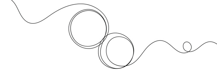 Poster - continuous one line circle stroke, hand drawn circle frame on white background. one line drawing vec