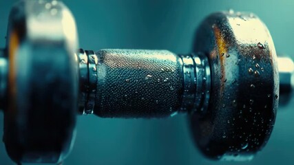 Poster - Close-up shot of a metal object with small water droplets on its surface
