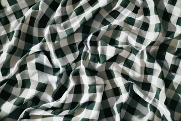 Leinwandbilder - Wrinkled, checkered fabric, black and white