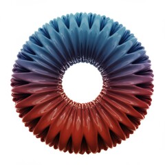 Poster - A rendered image of a complex circular shape with a gradient from blue to red on white background