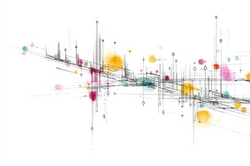 Poster - Abstract Data Stream - Colorful abstract depicting a dynamic flow of data points and lines, suggesting movement and connectivity