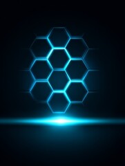 Poster - Abstract Hexagon Pattern Engraving Sketch - Geometric hexagon design, glowing blue, technology, modern, abstract. Symbolizing innovation, connection, structure, progress, and energy