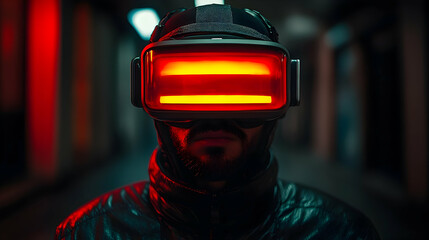 Poster - Person wearing futuristic virtual reality headset