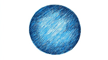 Poster - Bright Blue Circle Engraving Sketch - A stylized sketch of a bright blue circle, symbolizing unity, completeness, the earth, technology, and a celestial body