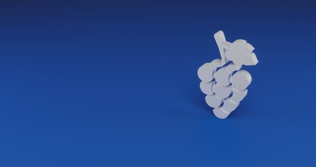 Poster - Isolated realistic white grapes symbol with shadow. Located on the right side of the scene. 3d illustration on transparent background