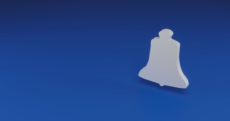Poster - Isolated realistic white vintage bell symbol with shadow. Located on the right side of the scene. 3d illustration on transparent background