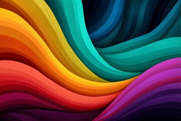Poster - Colorful Abstract Wave Background - Vibrant, flowing rainbow wave pattern. Perfect for websites, presentations, and design projects