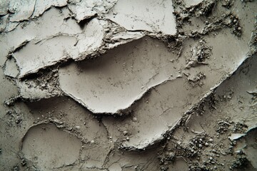 Leinwandbilder - Close-up of textured gray clay, showing its cracked and layered surface.  A study in earth tones and natural texture.