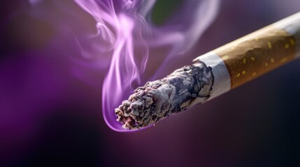 Poster - Deep purple smoke drifts upward from a burning cigarette, creating a dreamy, mysterious visual with stark contrast