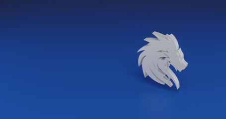 Poster - Isolated realistic white dragon's head symbol with shadow. Located on the right side of the scene. 3d illustration on transparent background