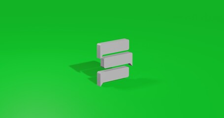 Poster - Isolated realistic white discussion symbol front view with shadow. 3d illustration on green chroma key background