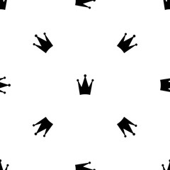 Poster - Seamless pattern of repeated black crown symbols. Elements are evenly spaced and some are rotated. Illustration on transparent background