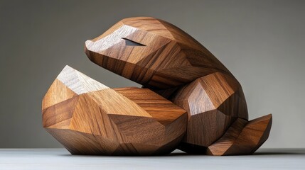 Poster - Artistic folded woodchuck sculpture in minimalist aesthetic with subtle tones