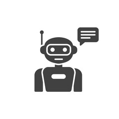 Poster - Technological assistant in dialog: A sleek, minimalist illustration of a robot engaged in communication, perfect for tech and AI concepts. 