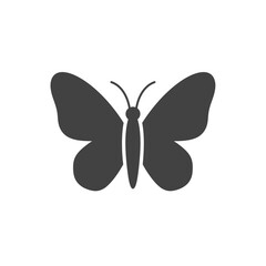 Poster - Simplified Butterfly Silhouette: This is a simple, stylized black butterfly illustration perfect for use in digital design, conveying the delicate beauty of nature.