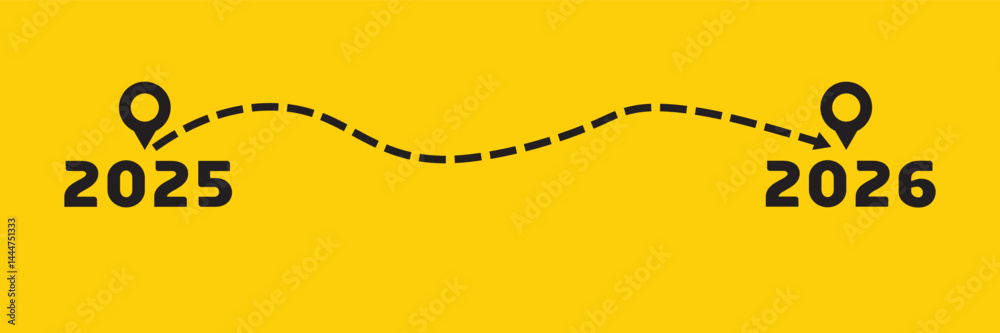 begin with 2025 to 2026 yellow banner with dash line arrow Stock Vector ...
