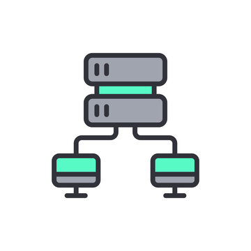 Database management colored icons, minimalist vector illustration ,simple transparent graphic element .Isolated on white background