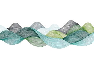 Poster - Subtle Ocean Waves Engraving Sketch - Serene ocean waves, elegant lines, flowing movement, nature's rhythm, tranquil coastal scene