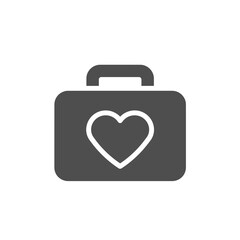 Poster - Heartfelt Support Icon: A simple yet powerful icon depicting a briefcase with a heart symbol, representing care, support, and compassion.  Perfect for apps, websites.