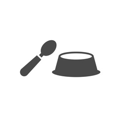 Poster - Spoon and Bowl Icon: Simple illustration of a spoon and a bowl, perfect for representing food, meal preparation, or pet care.  