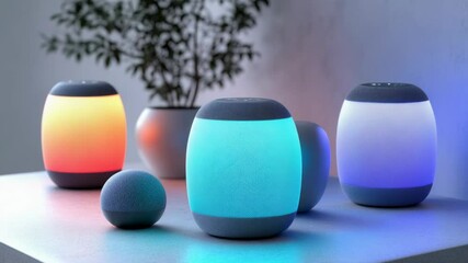 Poster - A collection of colorful string lights arranged on a table surface