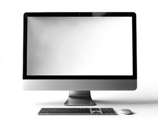Wall Mural - Desktop computer with accessories isolated on white background