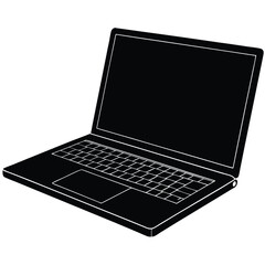 Fototapete - Laptop, A collection featuring a laptop silhouette, an icon, and a modern illustration, Vector Technology devices Silhouette  icon set. TV, laptop, digital tablet and smart phone, Silhouette laptop.
