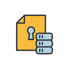 Poster - Database security colored icons, minimalist vector illustration ,simple transparent graphic element .Isolated on white background