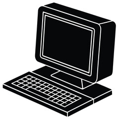 Fototapete - A man using a laptop silhouette vector illustration, a person Typing on Laptop silhouette, Typing person Illustration, Typing vector art, Computer silhouette design vector art AI Technology.