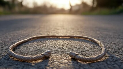 Aufkleber - A close-up shot of a rope lying on the ground, perfect for use in scenes where a character is lost or stranded