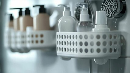 Poster - A bathroom filled with various soaps and lotions