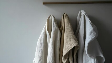 Poster - A collection of towels hanging neatly on a wall, often used in bathrooms or gyms