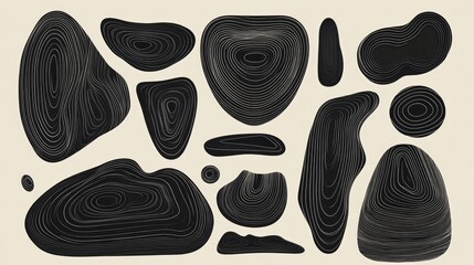 Poster - Abstract Dark Topographic Forms Elegant Design Elements.