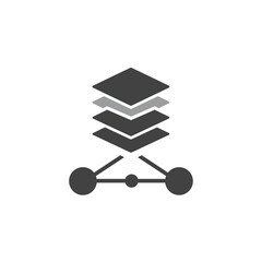 Fototapete - Layered Connections: A stylized graphic representing layers connected by a central hub, perfect for conveying concepts of data, network, and integration.